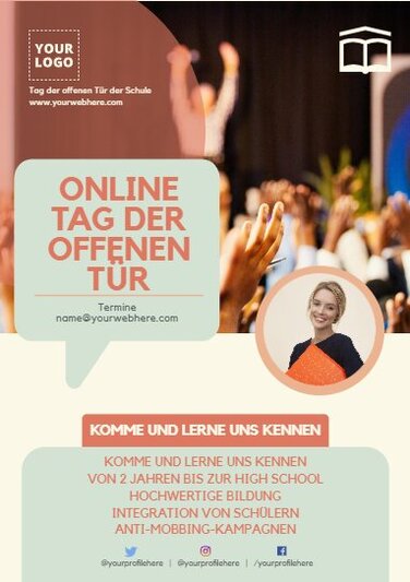Bearbeite einen Flyer für den Tag der offenen Tür