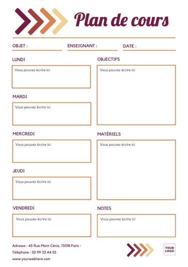 Modifier un modèle de plan de cours