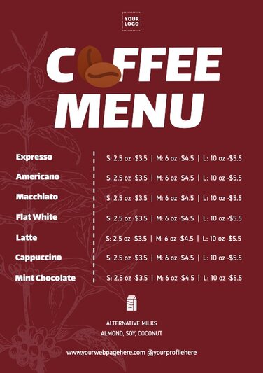 Modifier le design d'un menu de café