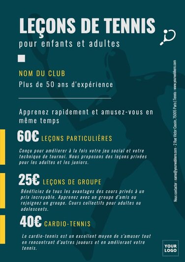 Modifier un prospectus de terrain de tennis