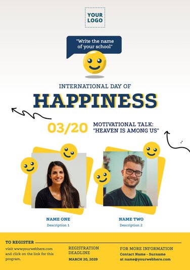 Edit a banner with Happiness Day quotes