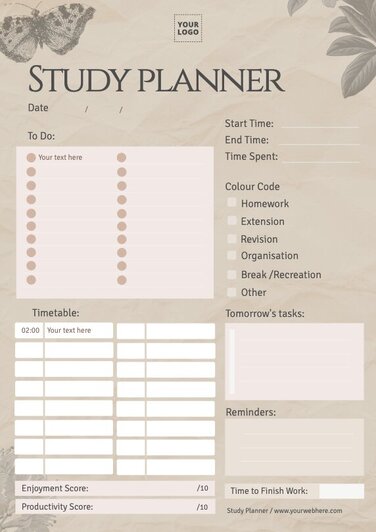 Study Plan Templates to Edit Online