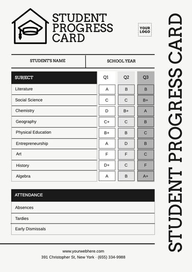 Customizable Student Report Card Templates