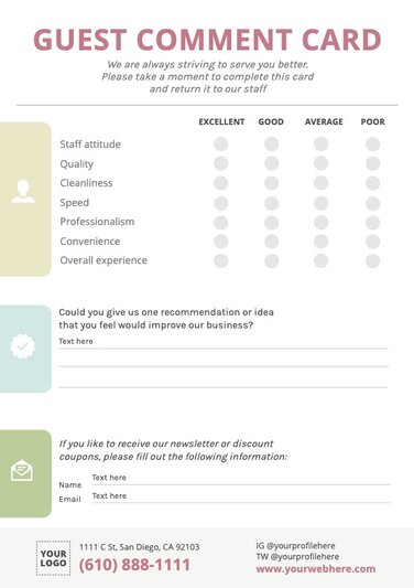 Customize free feedback card templates online