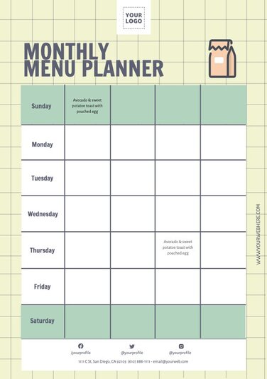 Monthly Meal Plan Templates