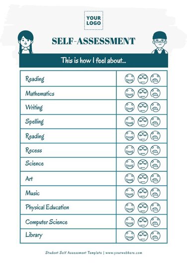 Editable Student Self Assessment Templates