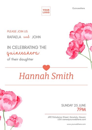 Edit a Quinceañera invitation template