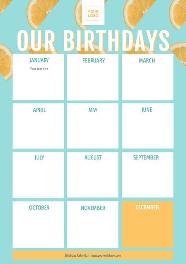 Printable Birthday Calendar Templates