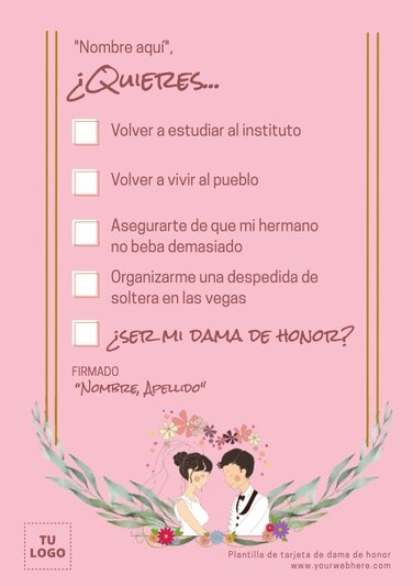 Crea Tarjetas Para Damas De Honor Personalizadas