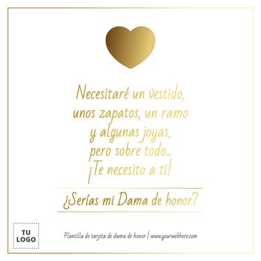 Edita una tarjeta de Dama de Honor