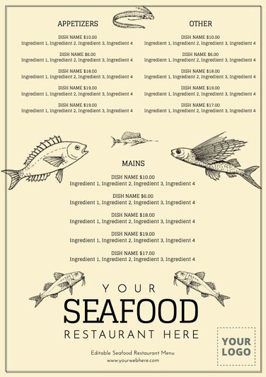 Seafood Restaurant Flyer & Menu Templates