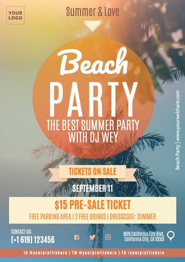 Edit a beach themed flyer