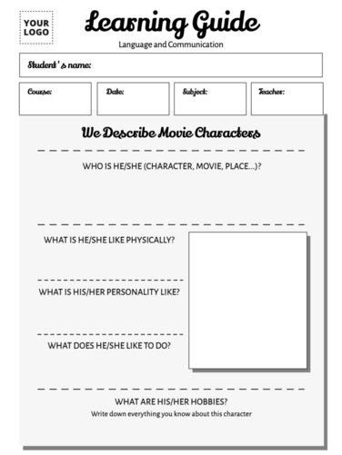 character chart template