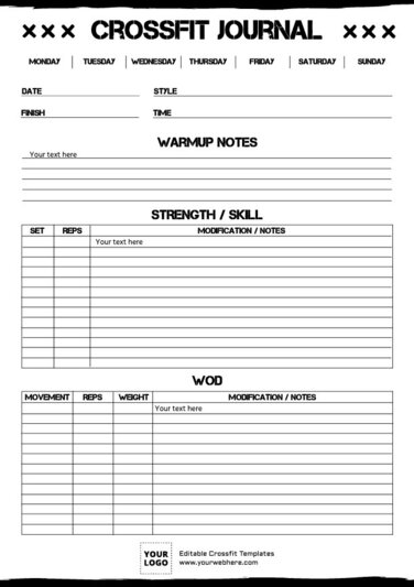 Gym DT Crossfit WOD Poster Printable PNG Letter Size