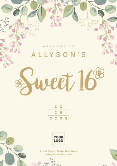 Edit a Sweet 16 flyer