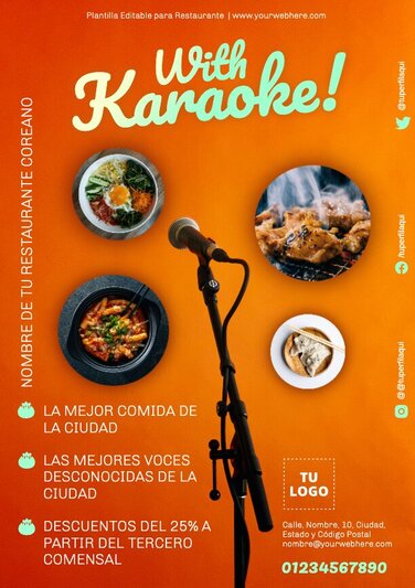 Flyers para fiestas de Karaoke editables