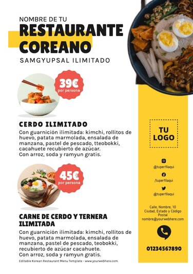 Edita un folleto de Comida Coreana