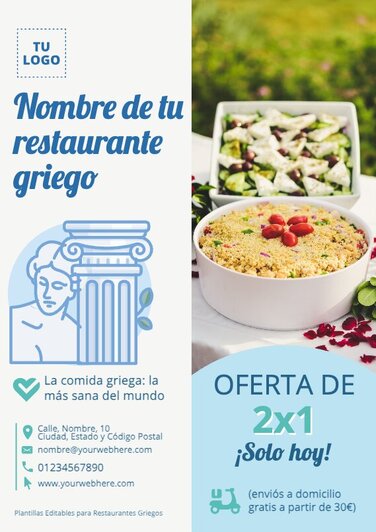 Edita un flyer de Comida Griega