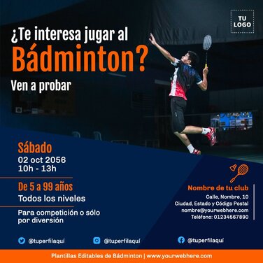 Edita un flyer de Bádminton