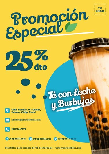 Edita un flyer de Bubble Tea