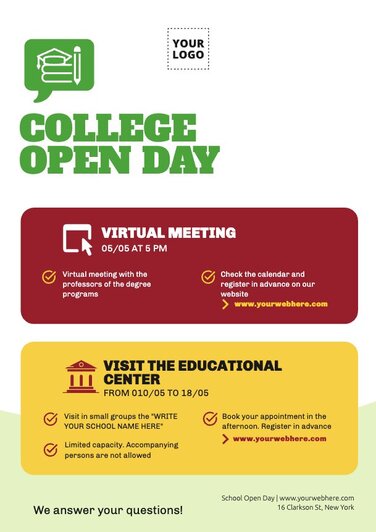 School Open Day Poster Templates