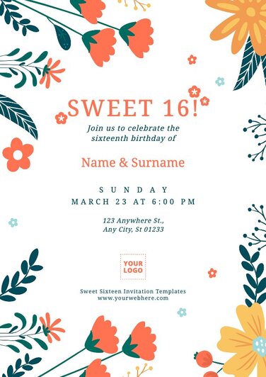 Edit a Sweet 16 flyer