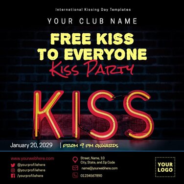 Edit a Kiss Day flyer