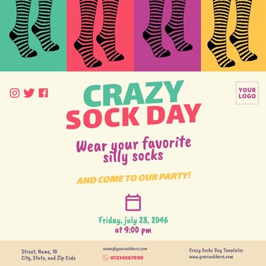 Free Crazy Sock Day Flyer Templates