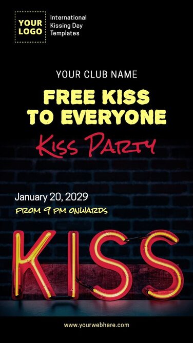 Edit a Kiss Day flyer