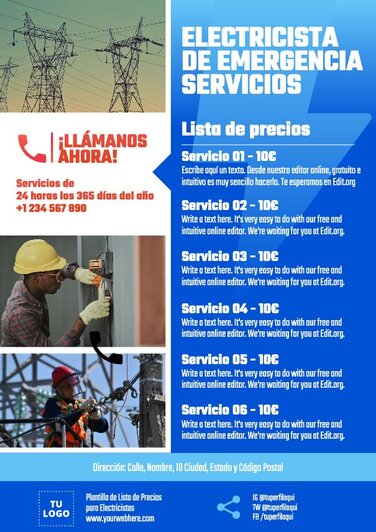 Edita un banner de Electricistas