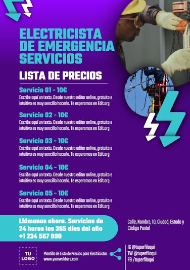 Edita un banner de Electricistas