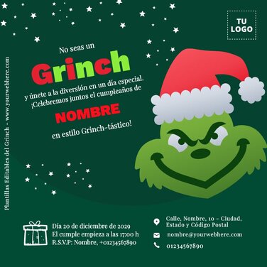 Edita una invitación del Grinch