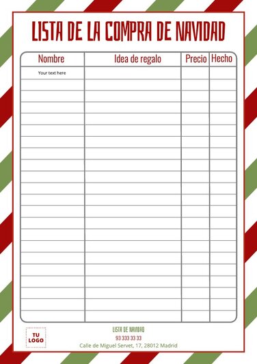 Crea una Lista de Compras Navideñas para tiendas
