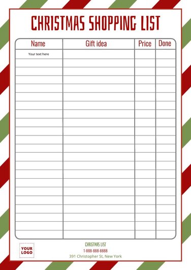 Printable Christmas List Templates For Your Business