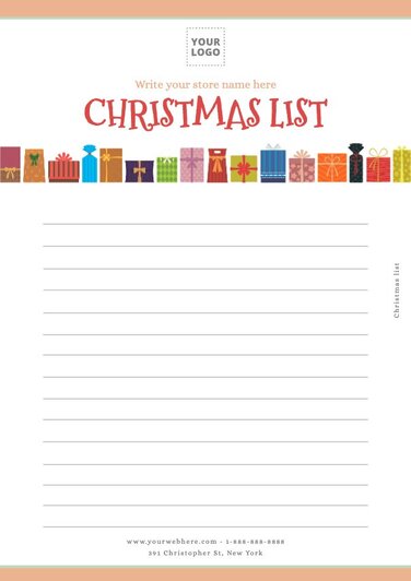 Printable Christmas List Templates for your Business