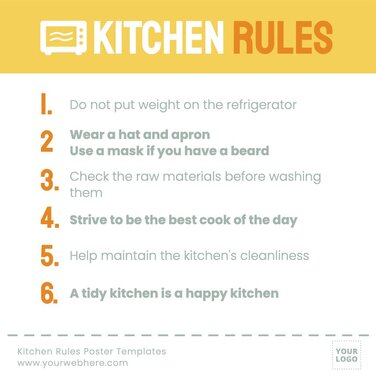 Kitchen Rules Sign Templates to Customize