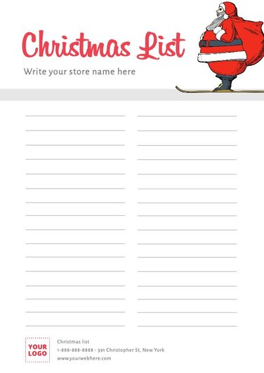 Printable Christmas List Templates For Your Business