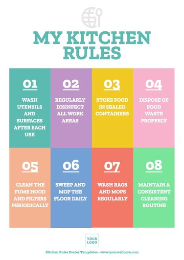 Kitchen Rules Sign Templates to Customize