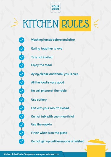 Kitchen Rules Sign Templates to Customize