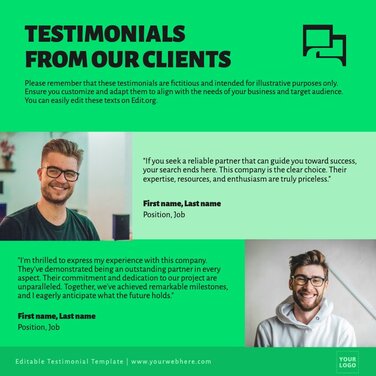 Edit a Testimonial template