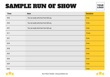 Edit a simple Run of Show template
