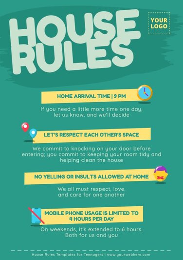 Create Posters with Rules for Teenagers at Home