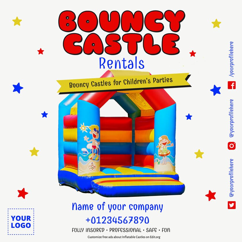 Free customizable Bouncy House ad templates