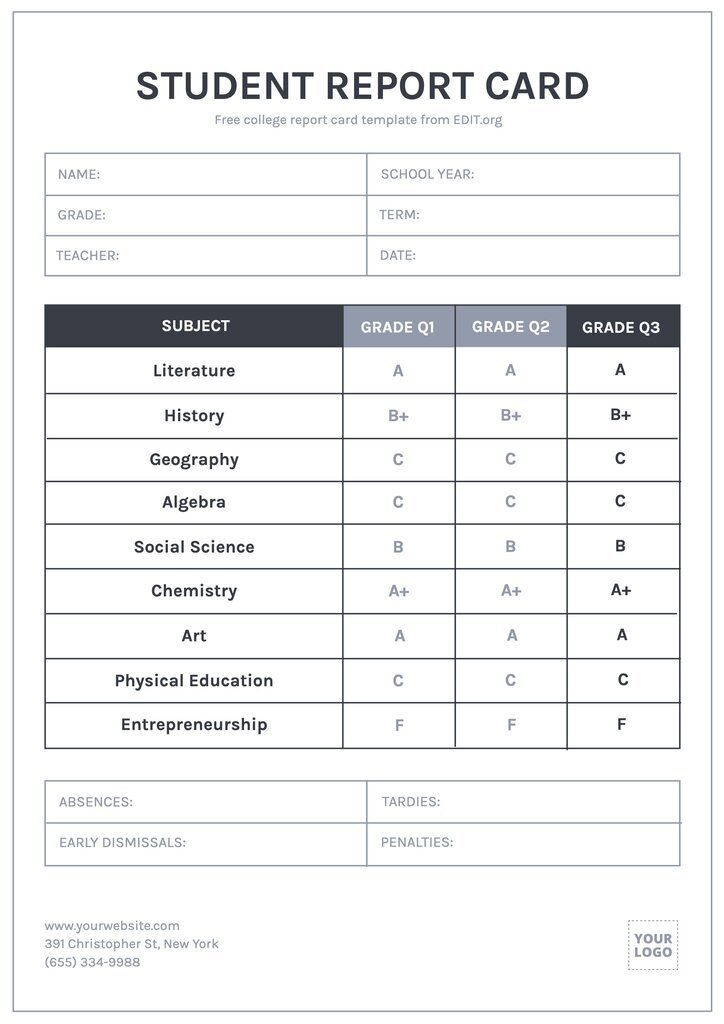 good grades report card