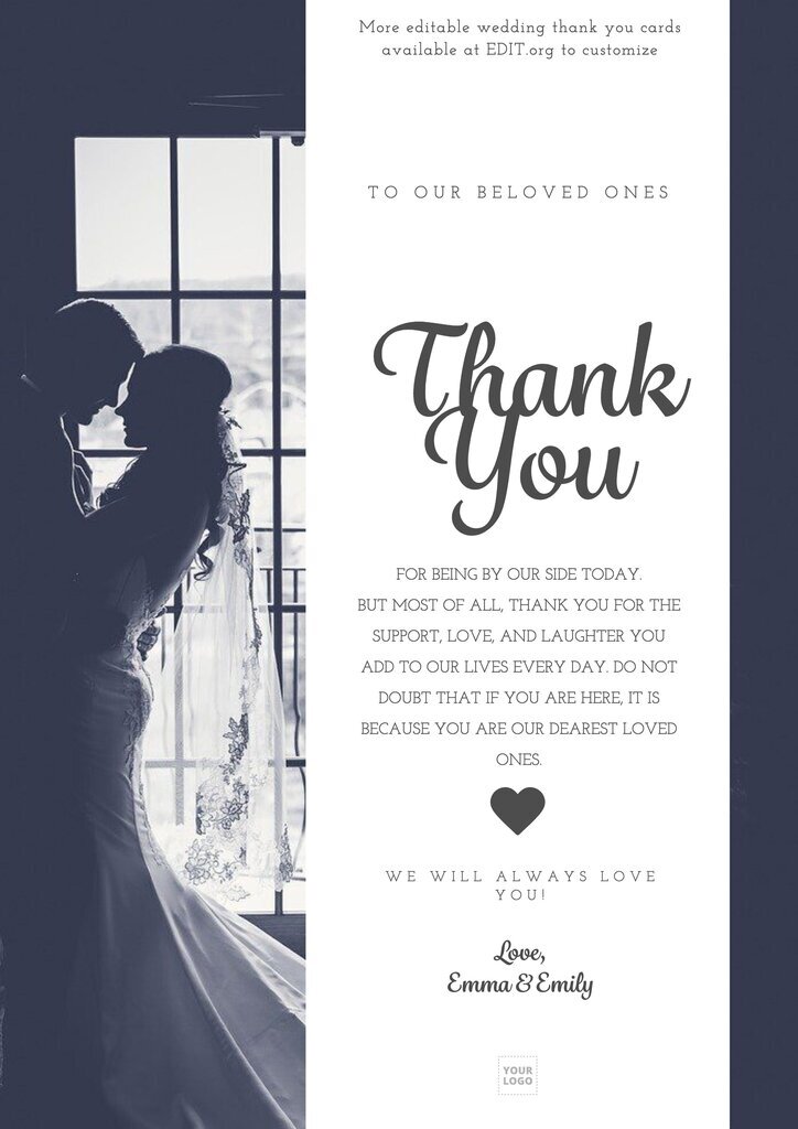 Free design thank you for coming to our wedding message