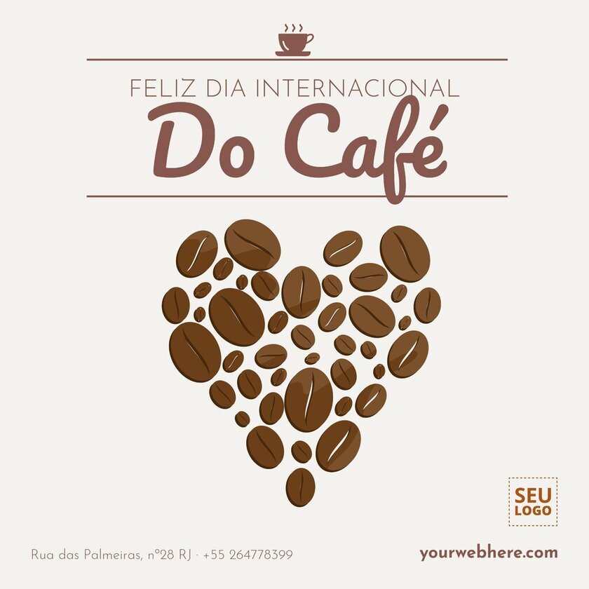 Cartões para celebrar o Dia do Café, editável online