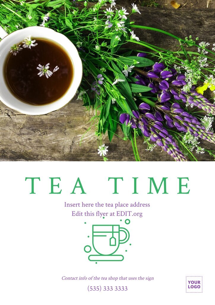 Customizable free flyer for tea parties