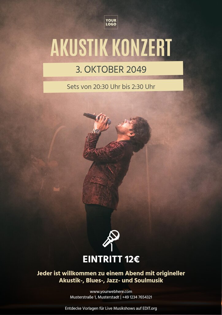 Bearbeitbare Vorlagen für Live Musikshows