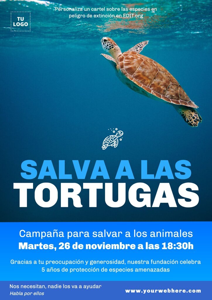 Carteles de salvar tortugas personalizables online para imprimir