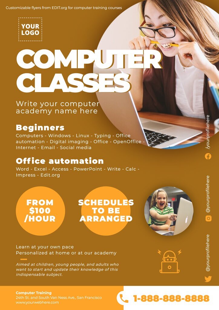 Customizable computer training flyer design